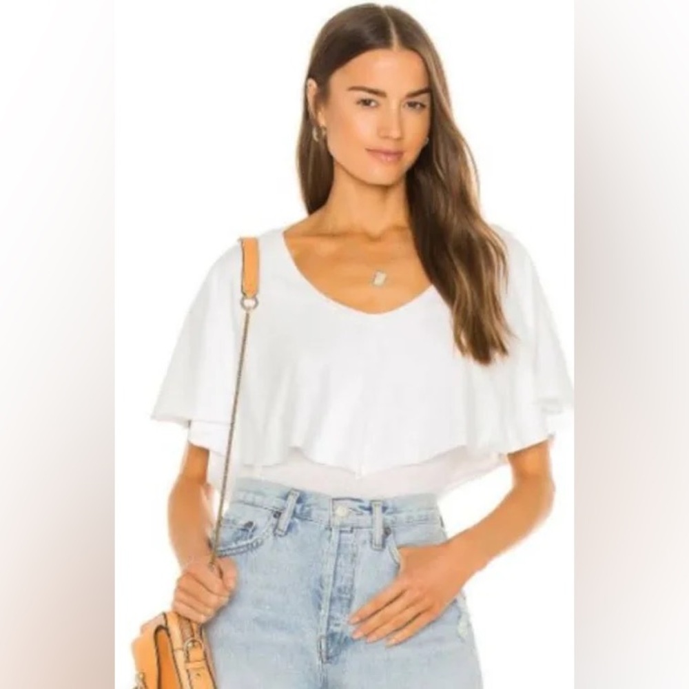FREE PEOPLE GIRL TALK LINEN BLEND LAYERED
TEE
